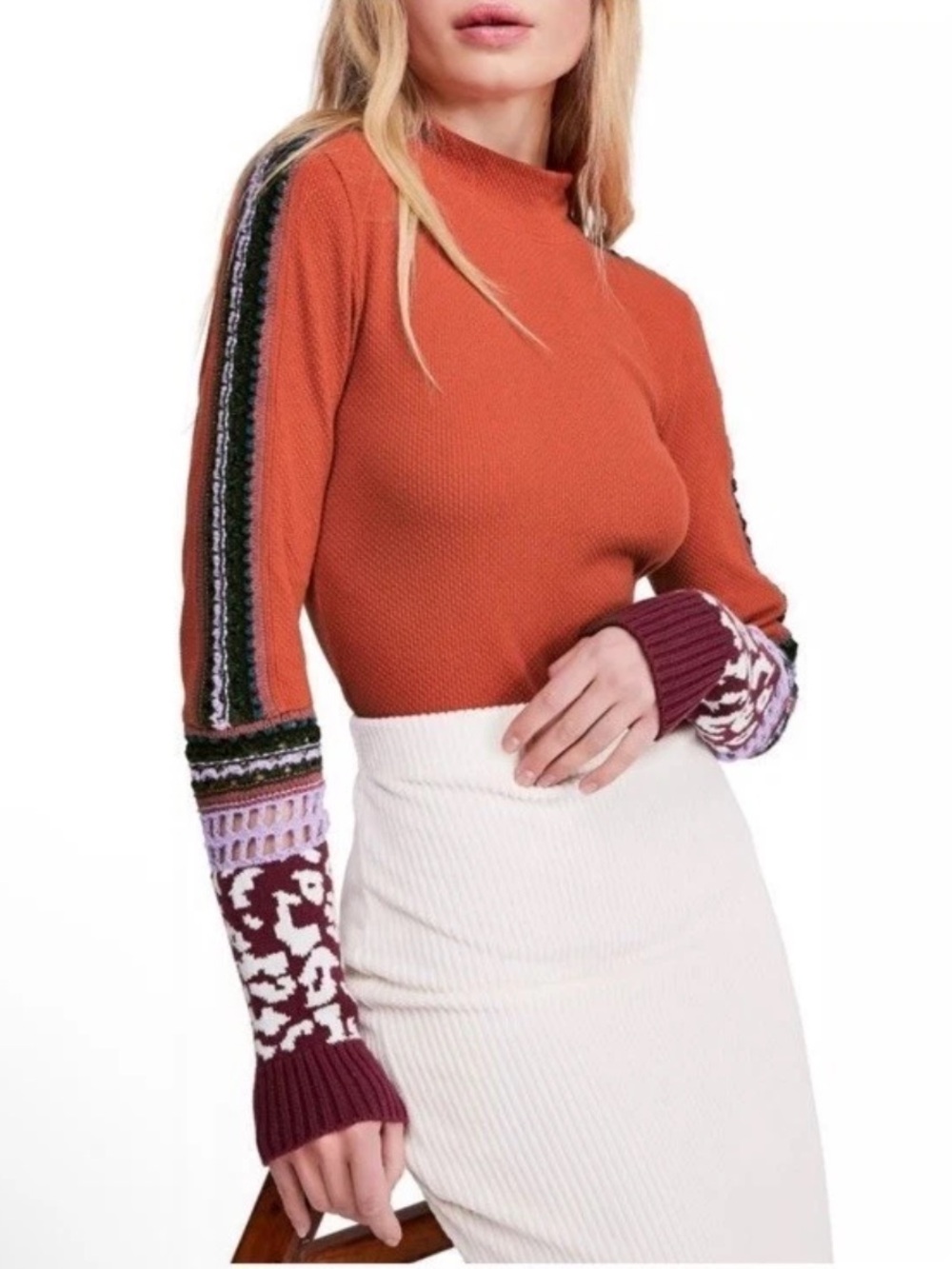 Free People Switch It Up Cuff Knit Thermal Top